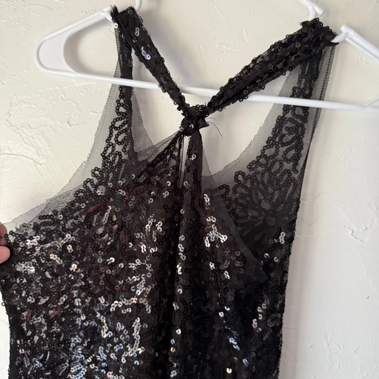 Wildcat Black Sequin‎ Tank Top L Y2K Fairy Grunge Mesh Going Out Top Size L - Image 5