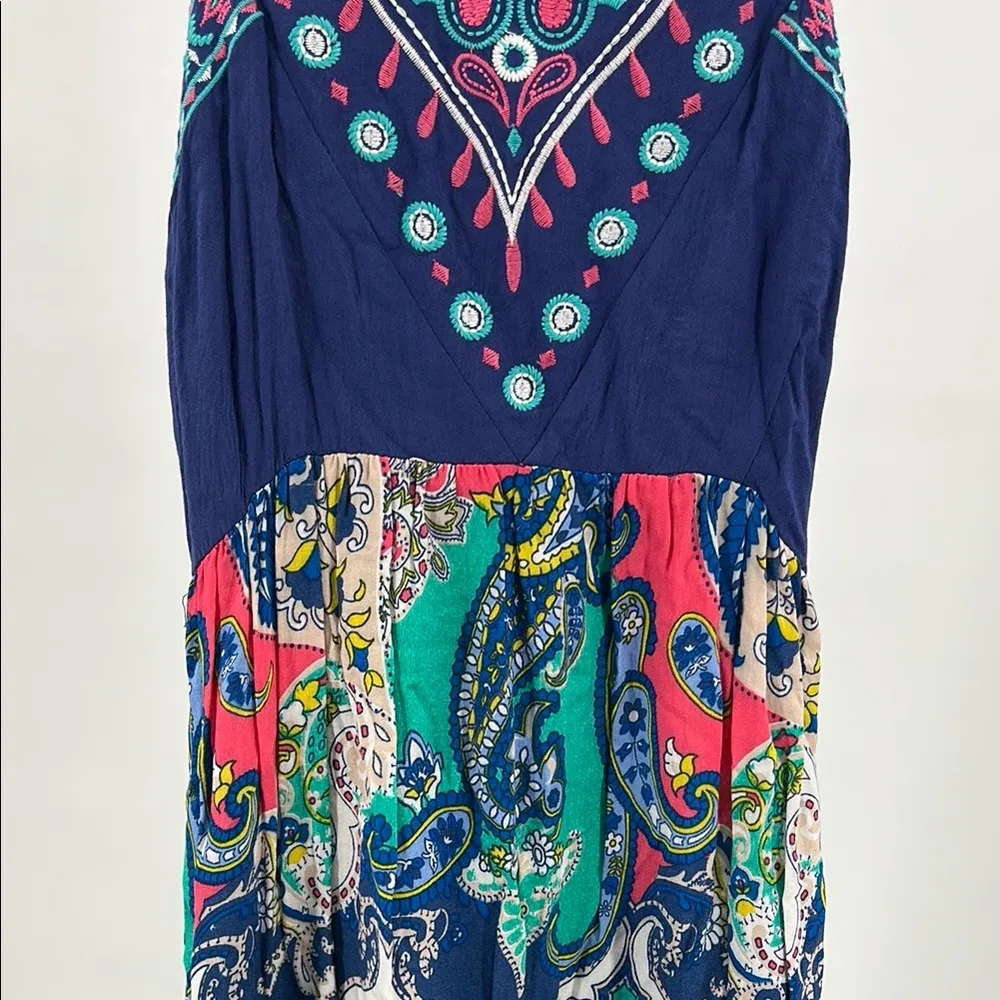 Flying Tomato Embellished Halter Maxi Dress Blue Green pink embroidered M summer - Image 5