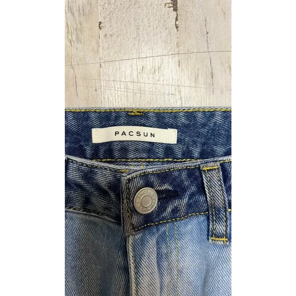 PacSun Women's High Rise Two-Tone Straight Leg‎ Jeans Size 26 - Image 2