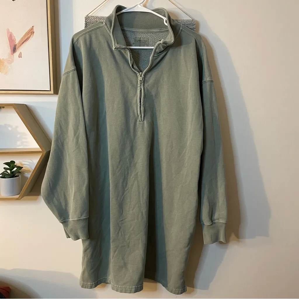 Abercrombie & Fitch Long-Sleeve Zip-Up Fleece Mini Dress Large - Image 3