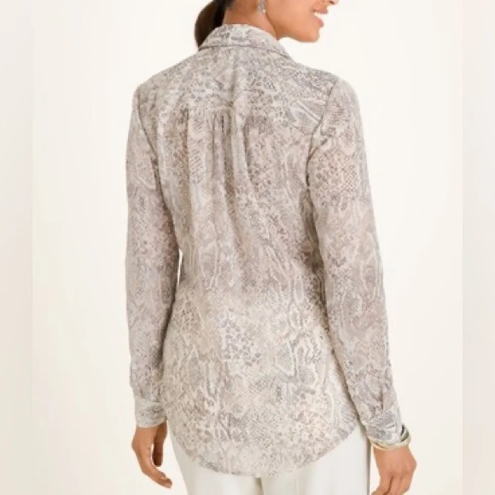 Chicos Python Print Blouse - Chicos Size 2 (Reg Size L or 12) - Image 3