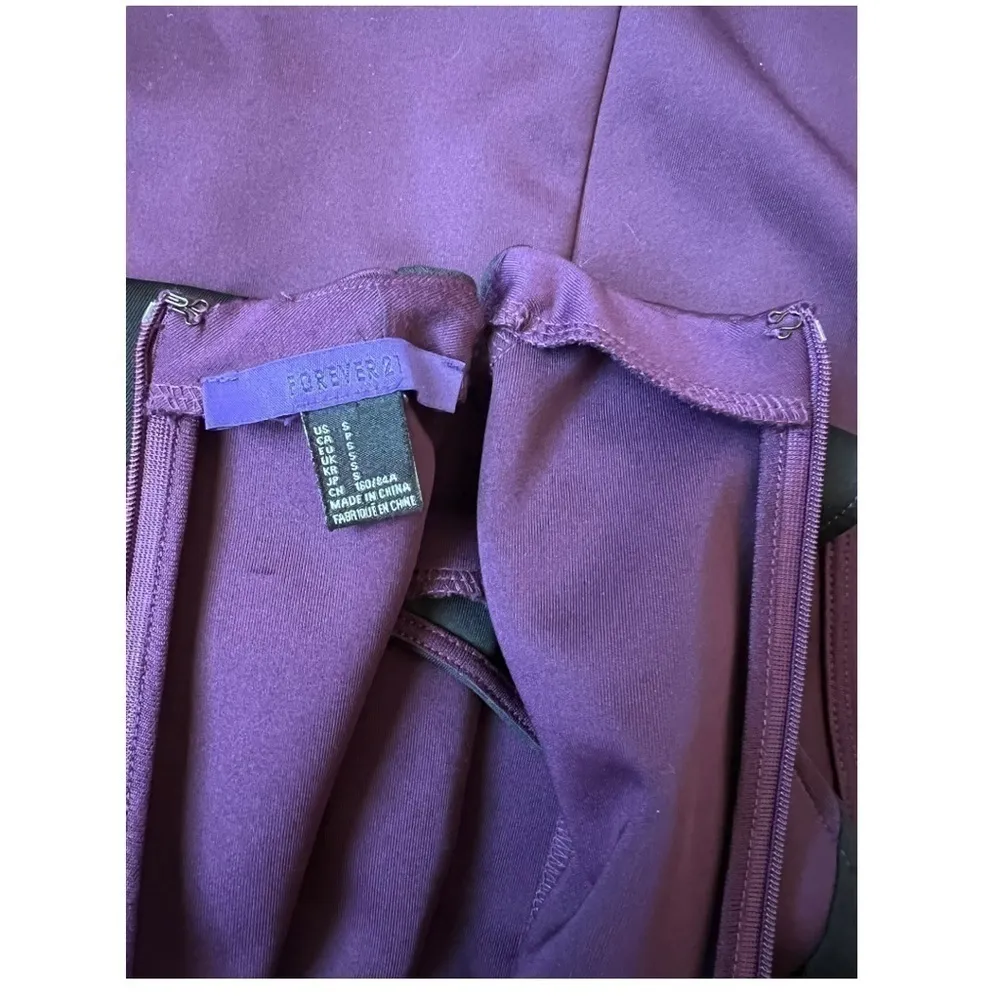 FOREVER 21 Purple Plum Black Colorblock V Neck Cutout Bodycon Sleeveless Small - Image 10