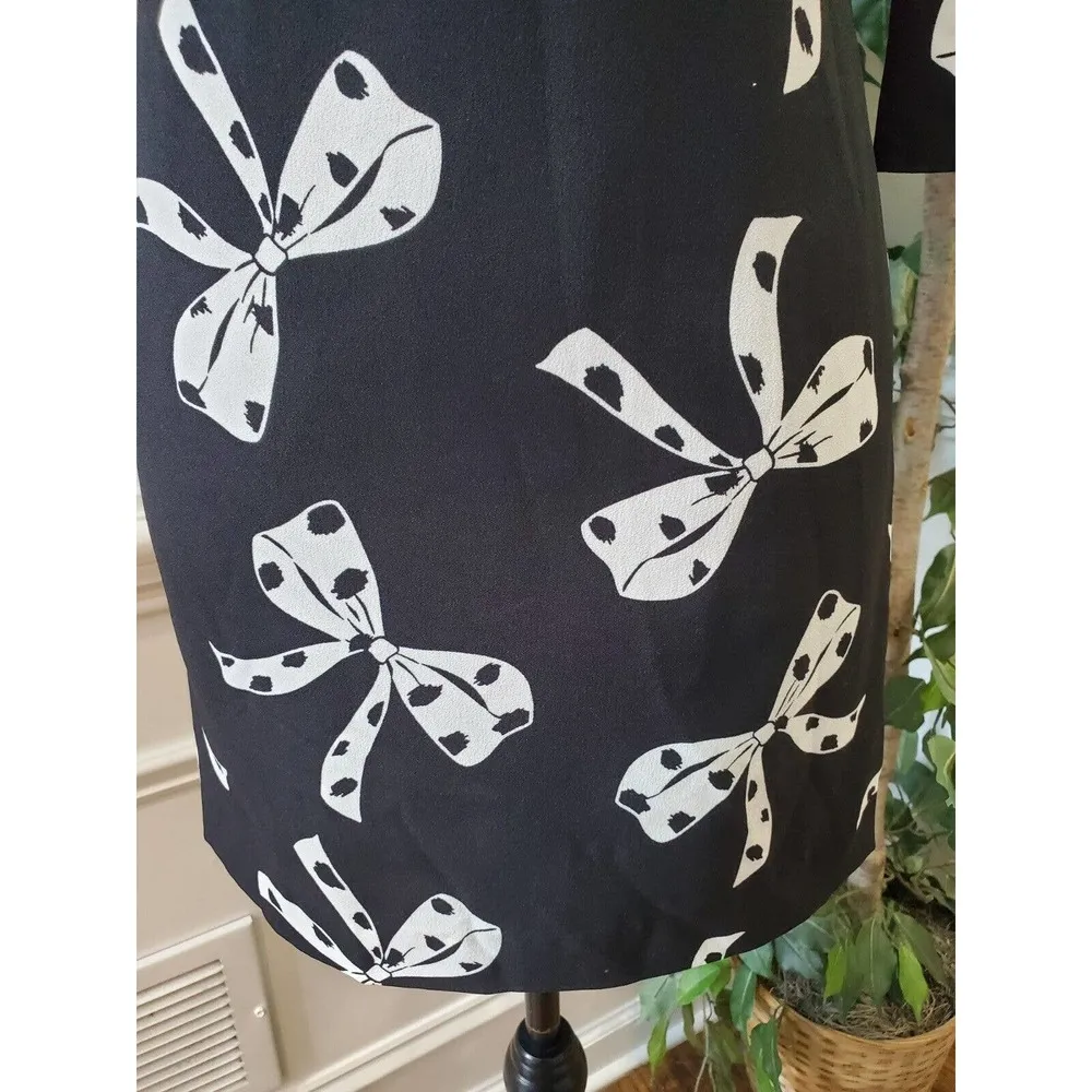 Banana Republic Womens Black 3/4 Sleeve Round Neck Knee Length Dress Petite 00 - Image 4