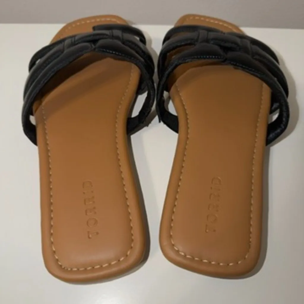 Torrid New Black Flat Sandals Women’s Size 8WW Wide Width Slip On - Image 5