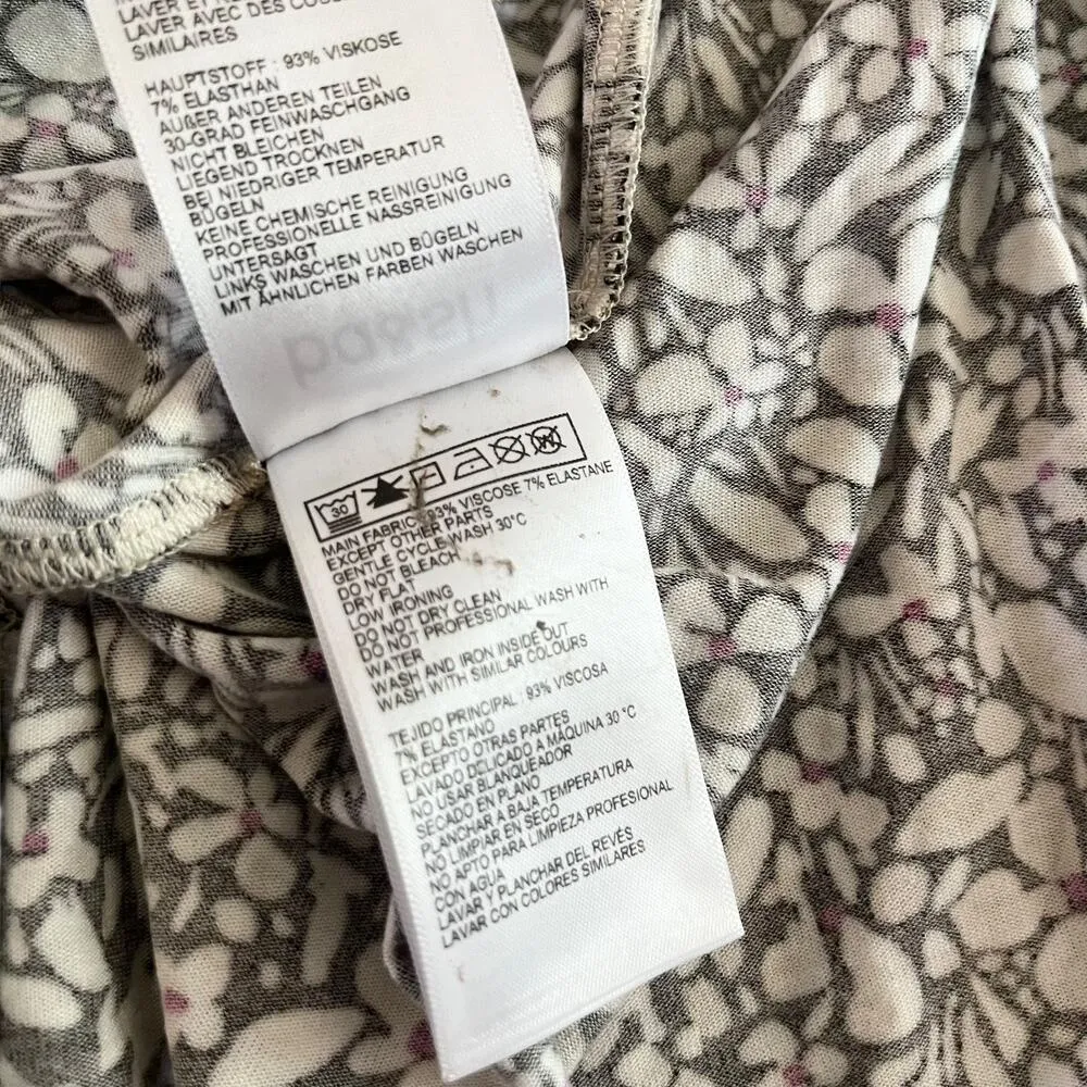 Ba&sh Seven Beige Floral Print Long Sleeve V-Neck Midi Dress Size Small - Image 12