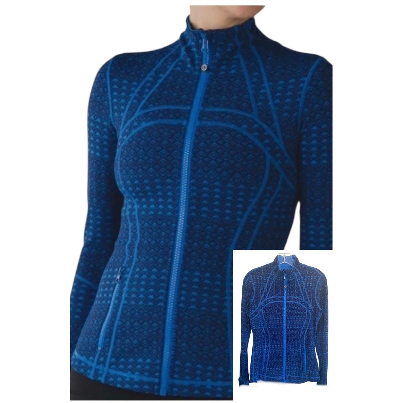 Lululemon Define Jacket Triometric Stripe Blue Full Zip Sz 8 - Image 3