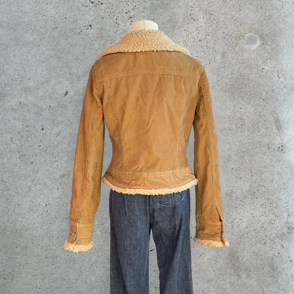 y2k corduroy sherpa jacket Tan Size M - Image 5