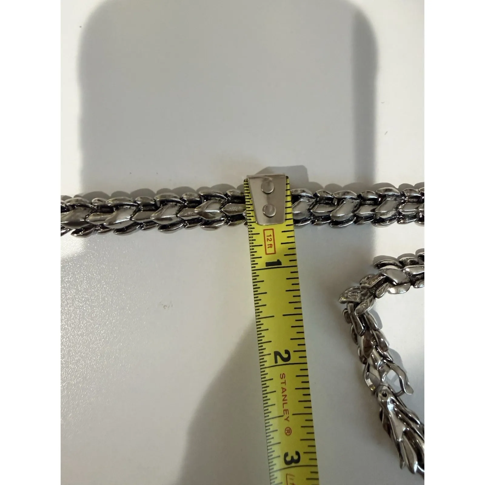 2 Mens/Womens Solid Sterling Silver Chain Dragon Bone Link Bracelet - Image 9