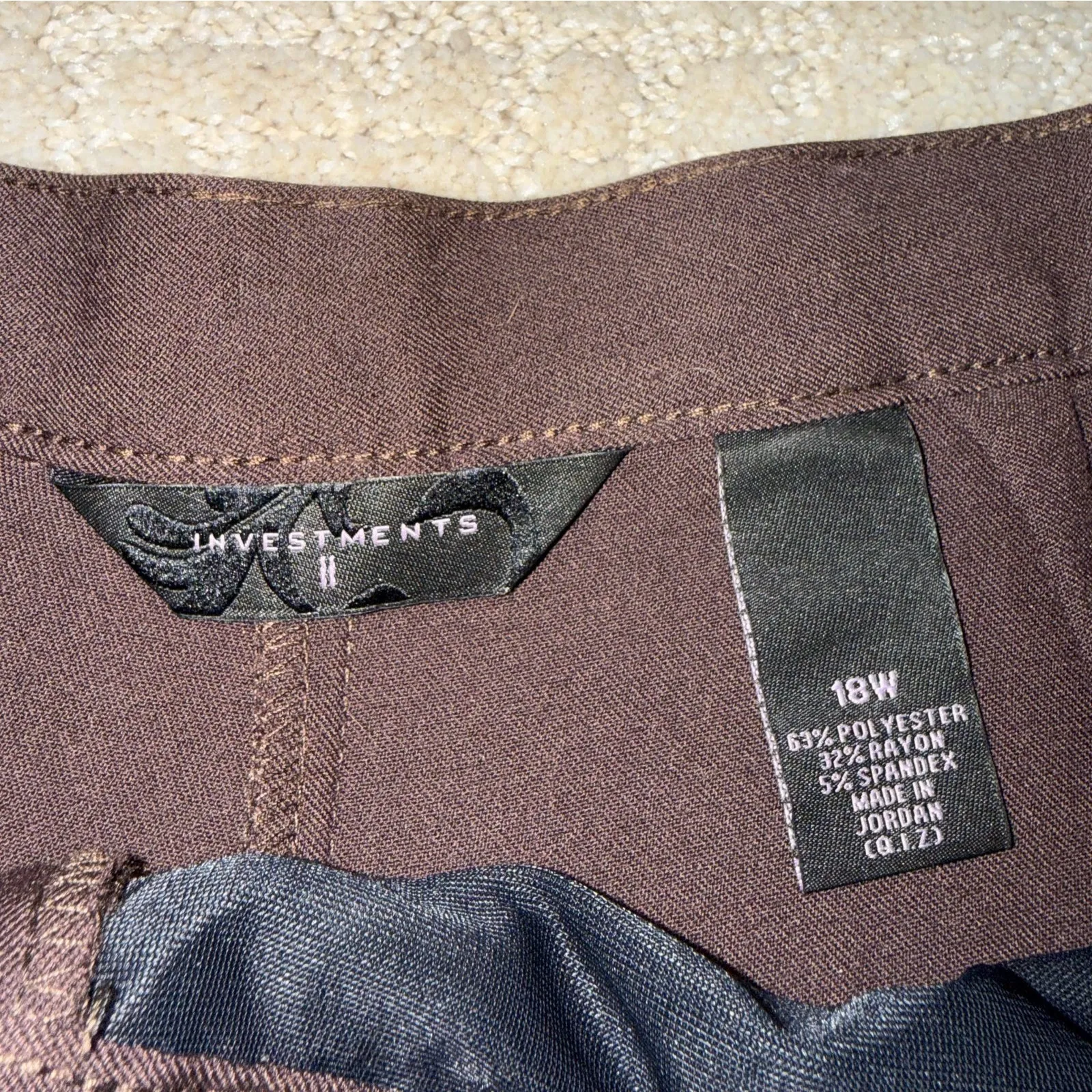 Investments Women’s 18W Slim FX Technology Pants Espresso Brown Straight Leg - Image 2