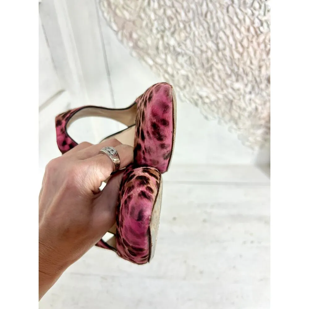 Giorgio Armani Calf Hair Slip On Pointed Slingback Pumps Pink/Black Womens 38.5 - Image 8