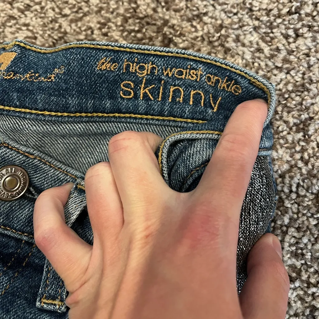 High Waist Ankle Skinny Jeans with Sparkle Sides - Image 2