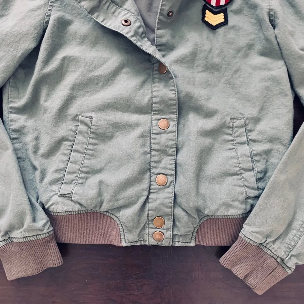 Bethany Mota by Aeropostale Cute Green Army Military Bomber Jacket | Size: M - Image 5