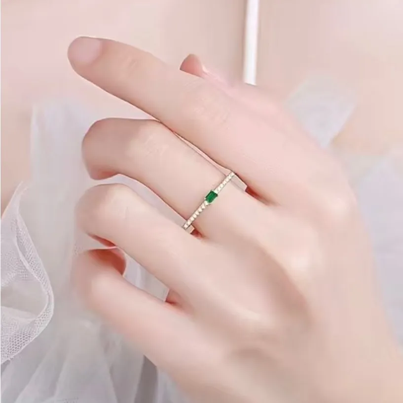 BNIB - Green Stone S925 Sterling Silver Ring - 14K Gold Plated. - Image 2