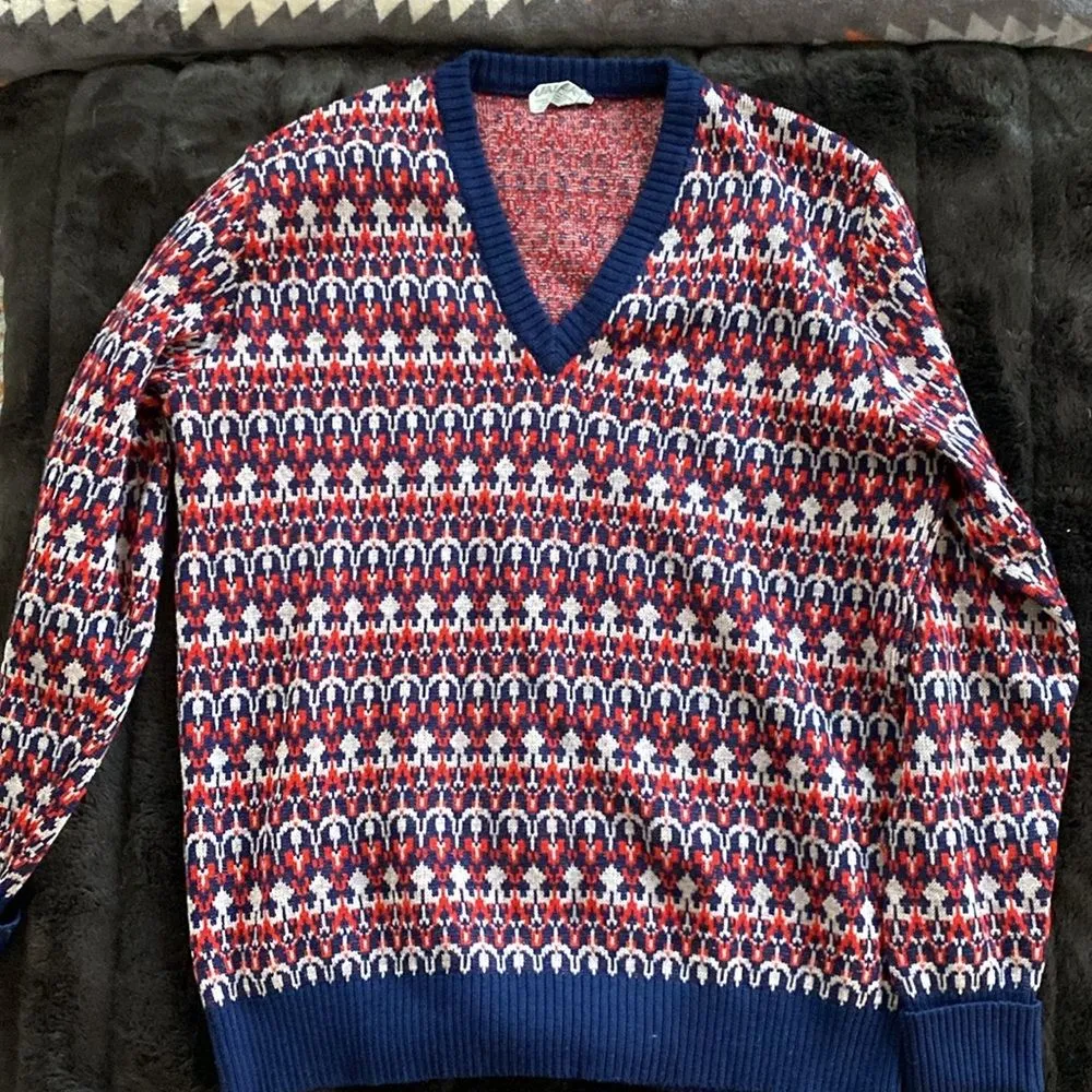 Vintage jaeger lambswool sweater. Size M Blue Size M - Image 6