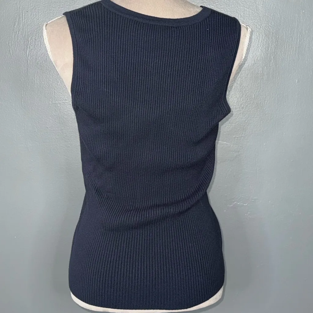 Milly Sleeveless Surplice Top in Navy - Image 2