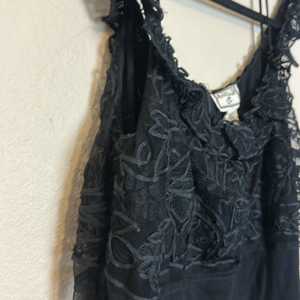 Vintage April Cornell Dress Black Cottagecore Lace Dress Size‎ Large - Image 3