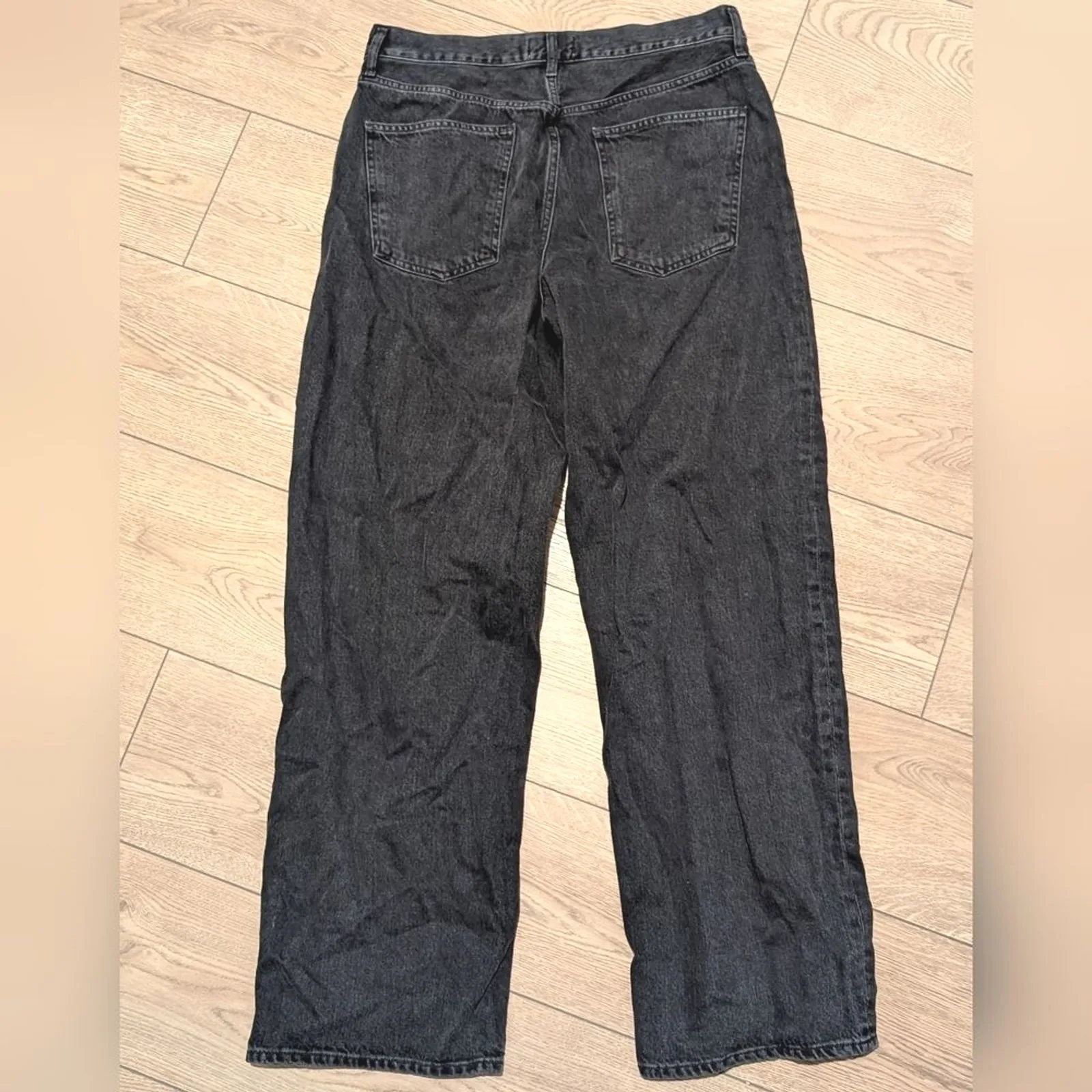 Agolde Baggy Jeans Womens 30 Black Relaxed Fit Pants Wide Leg Designer Denim - Image 7