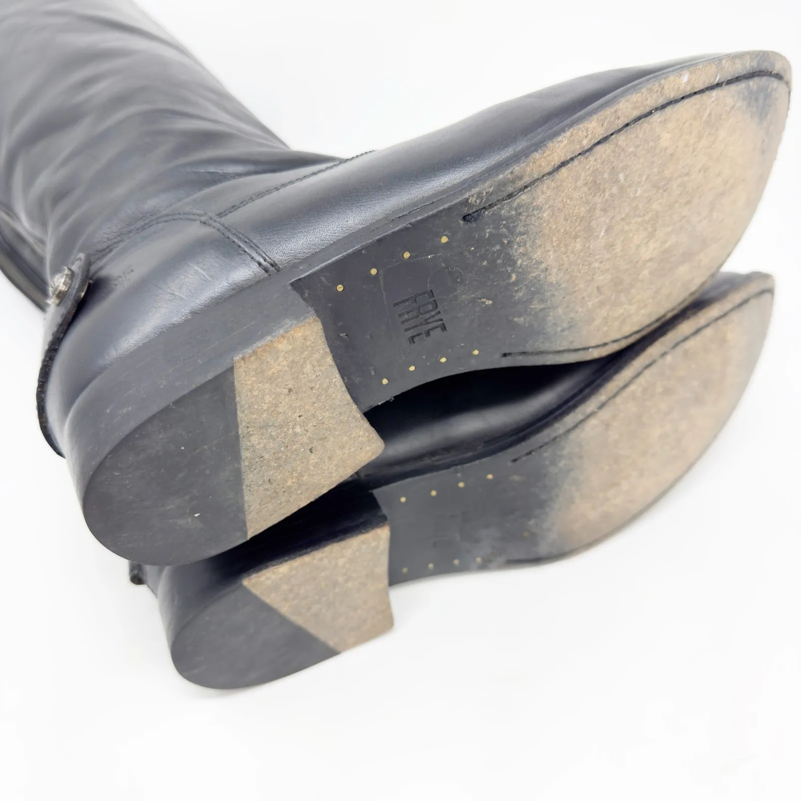 Frye Women's Tall Black Leather Riding Boots size 8B - Image 9