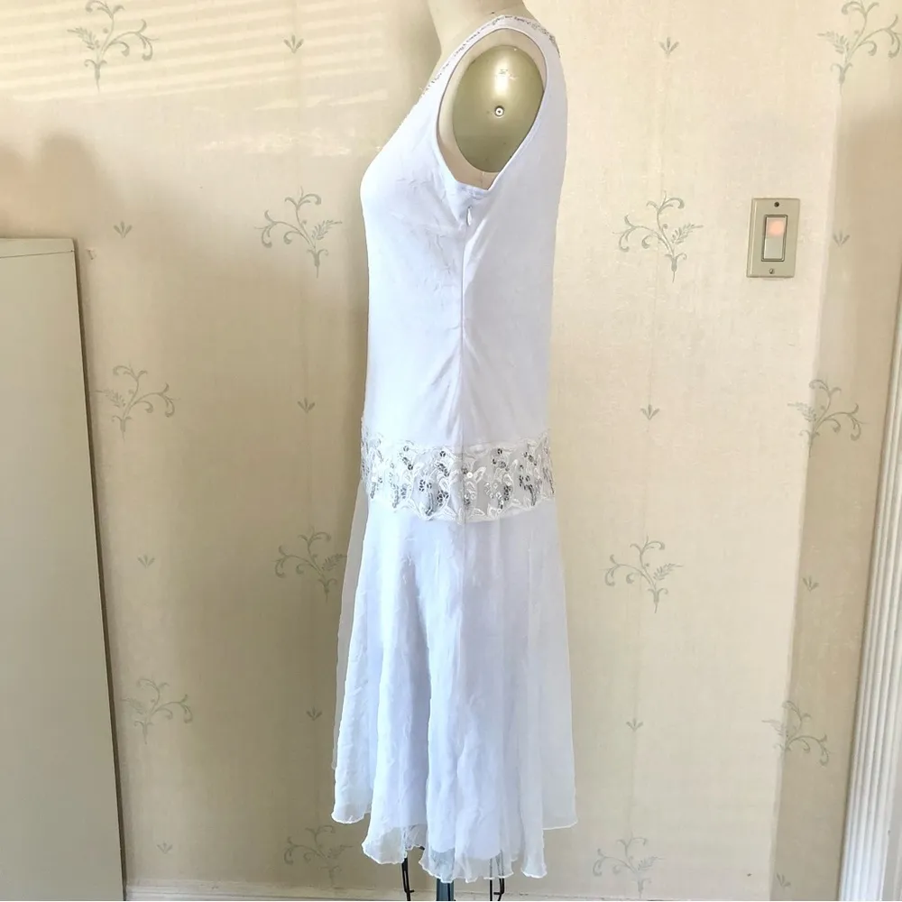 Vintage Slip Dress with Sequin Trim White - Image 3