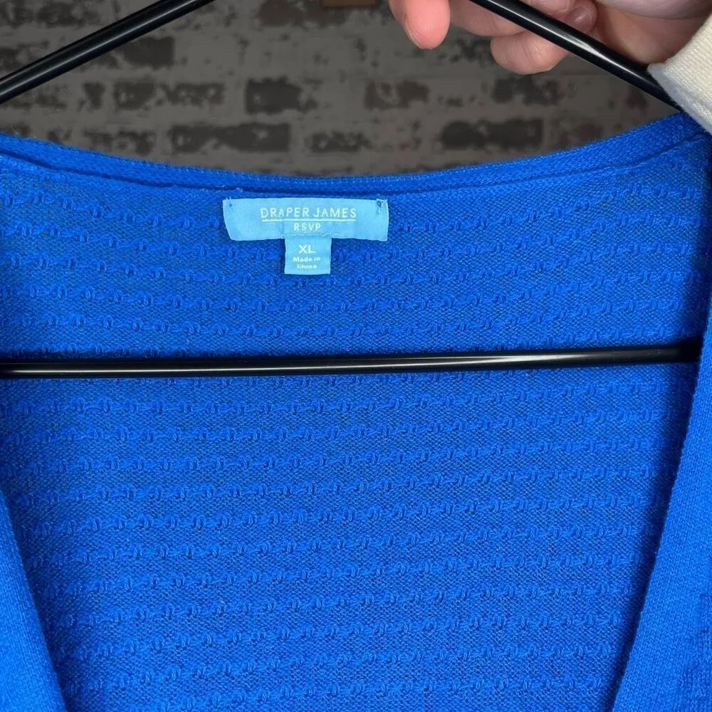 Draper James | women blue button down cardigan Swiss knot - Image 3