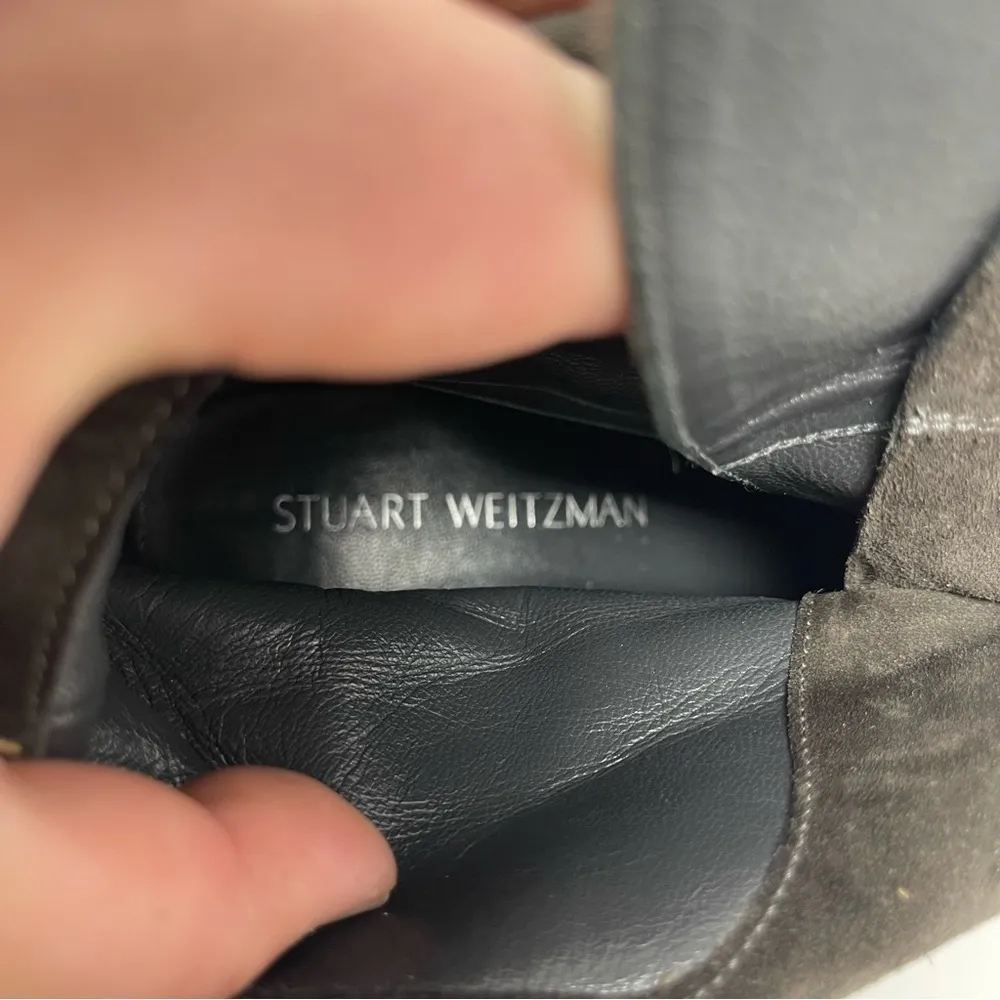 Stuart Weitzman 'Yadastud' Biker Ankle Grey Suede Boots sz 7 - Image 3