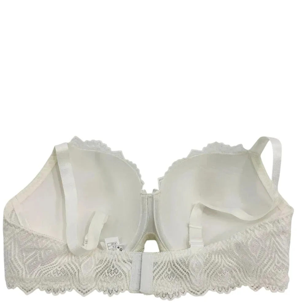Curve Muse Lace Overlay Underwire Lined Bra 42D White Size undefined - Image 3