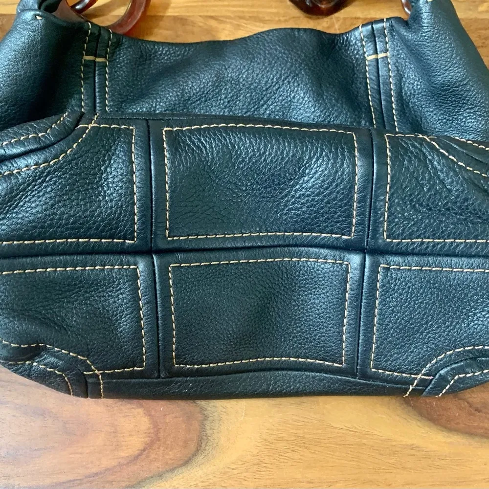 Kate Landry Black Leather Purse Tortoise Shell Chain Strap - Image 3