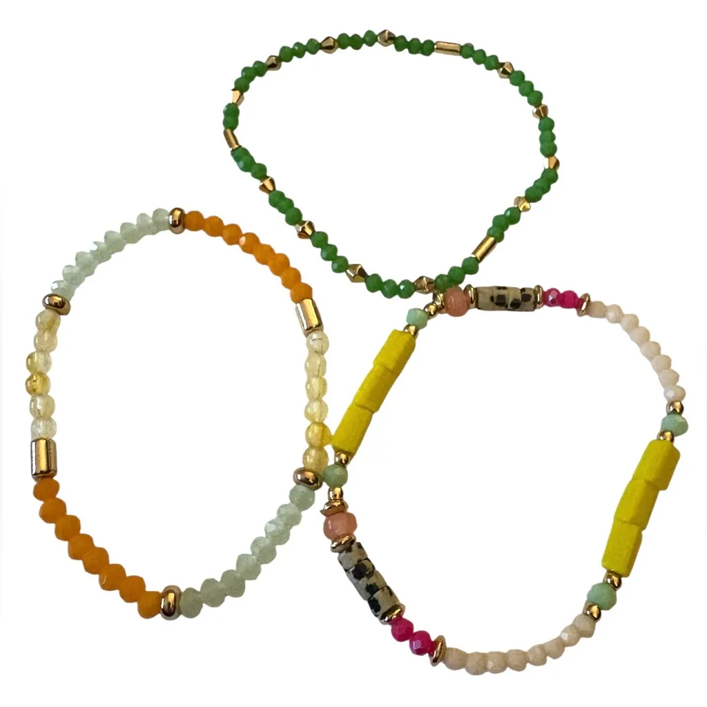 Set of Three Shimmering Beaded Stretch Bracelets - Image 2