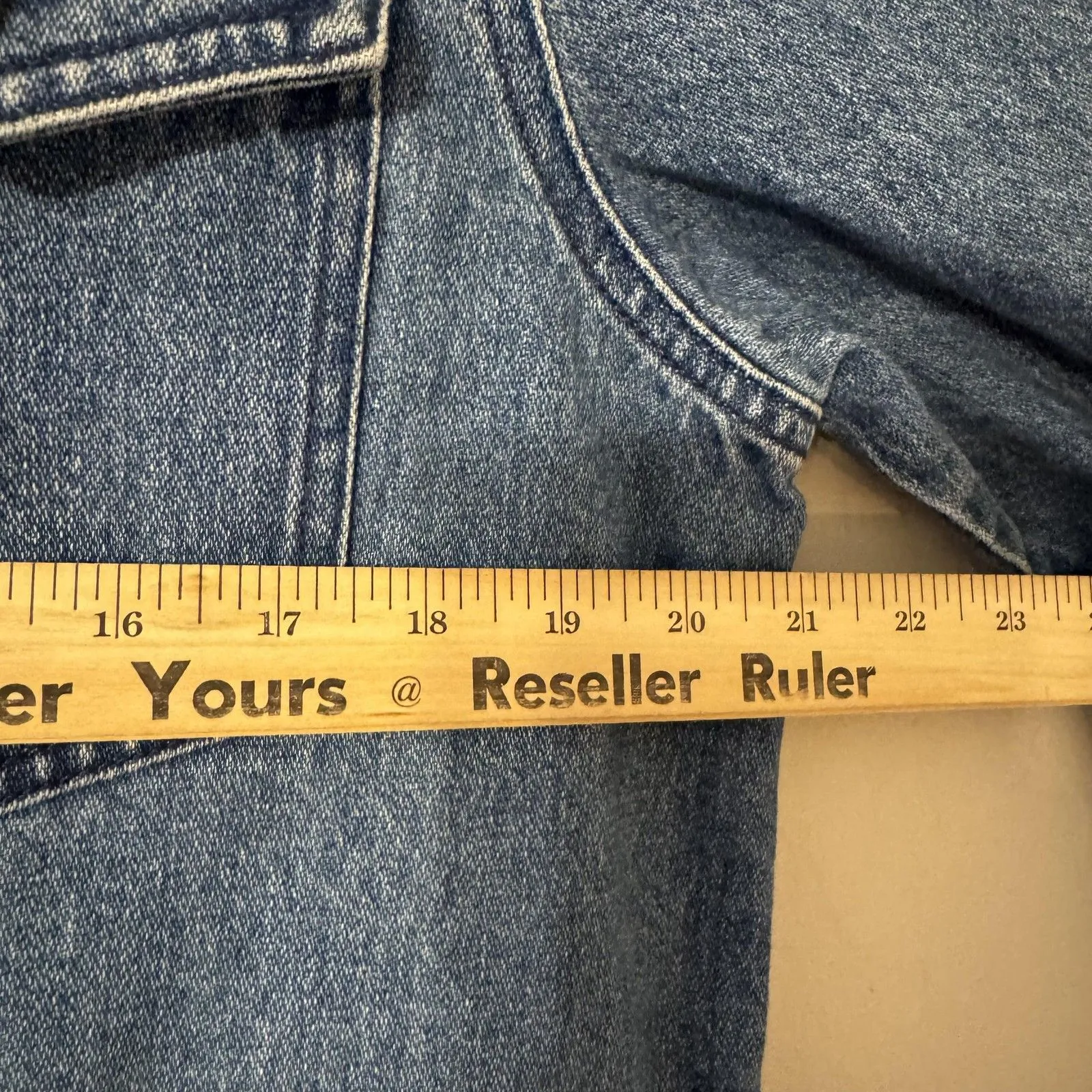 Wrangler Jacket ladies S Blue Denim Chore Overcoat Canvas Collar Snap Pockets - Image 5