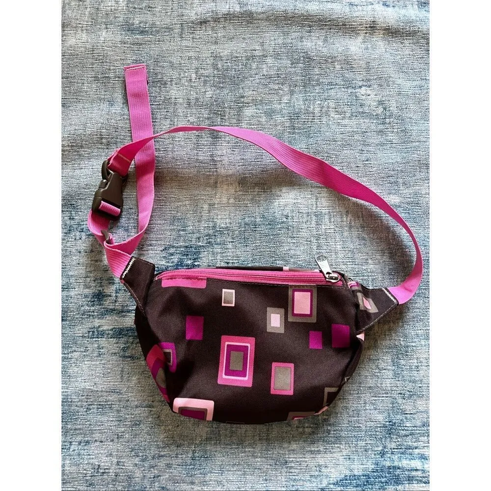 Jansport Pink Brown Geometric Print Fanny Pack Belt Bag - Image 2
