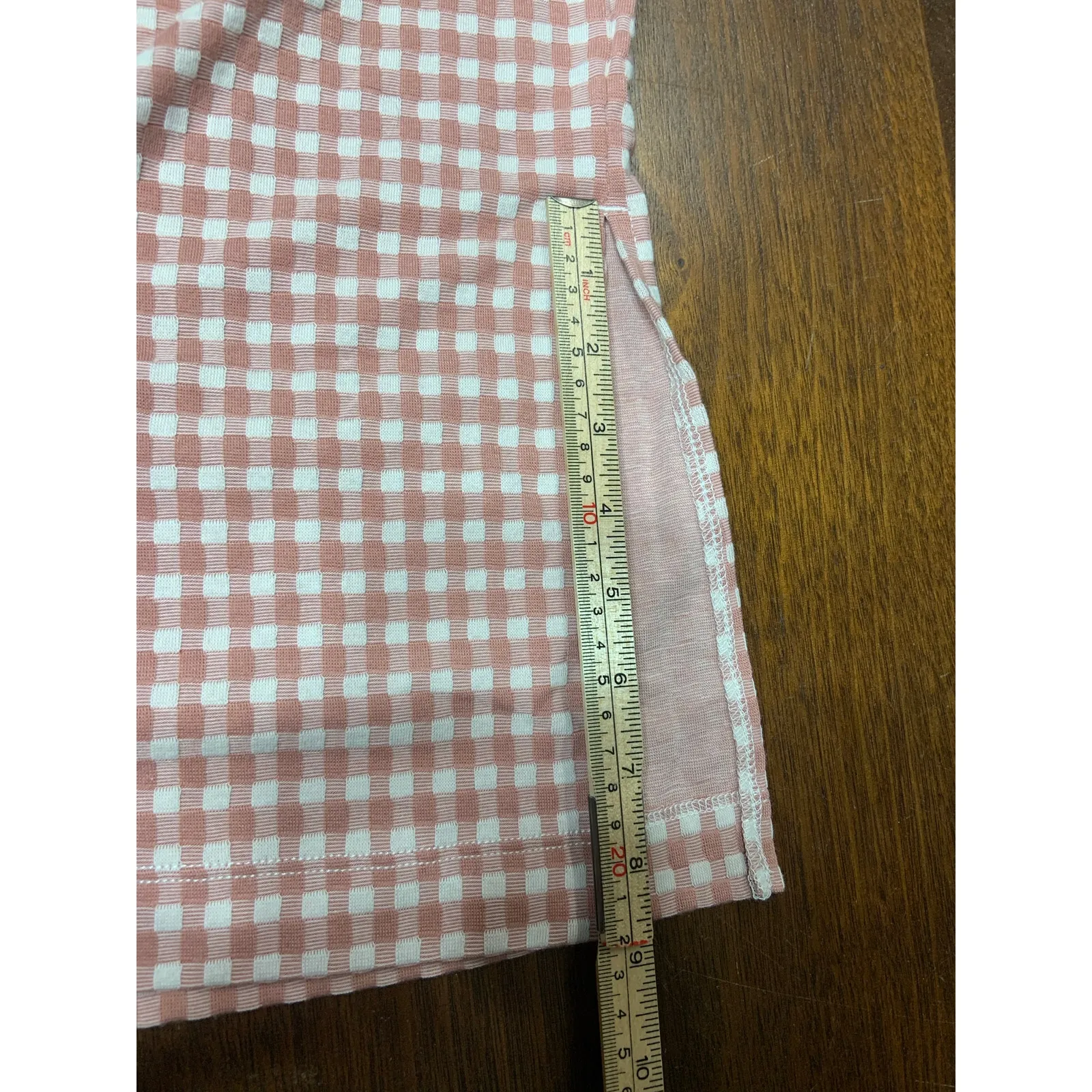 Preppy Light Academia Twee Midi Skirt Women Small Slit Gingham Pink Skater Soft - Image 7