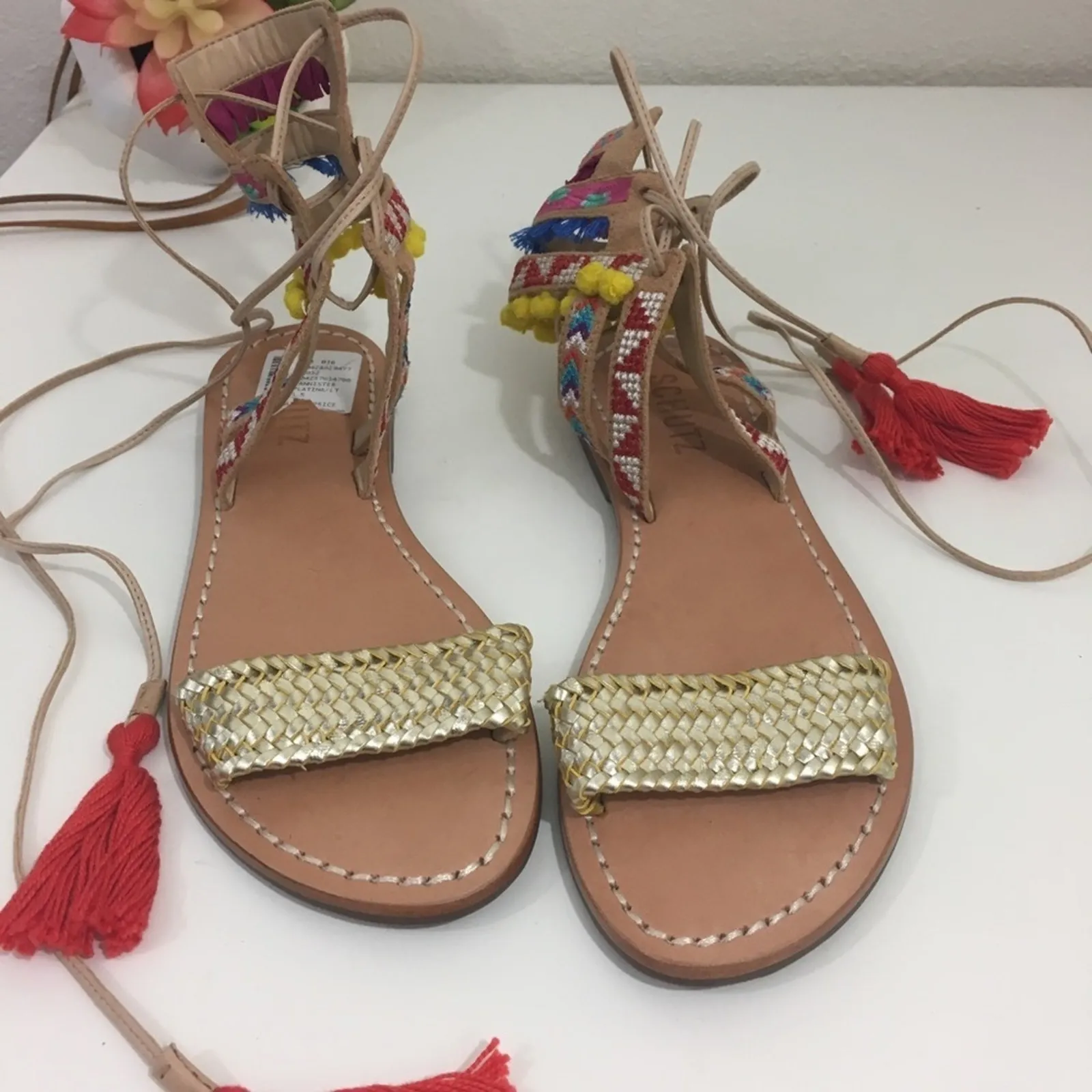 NWT Schutz strappy Lannister embroidered sandals - Image 3