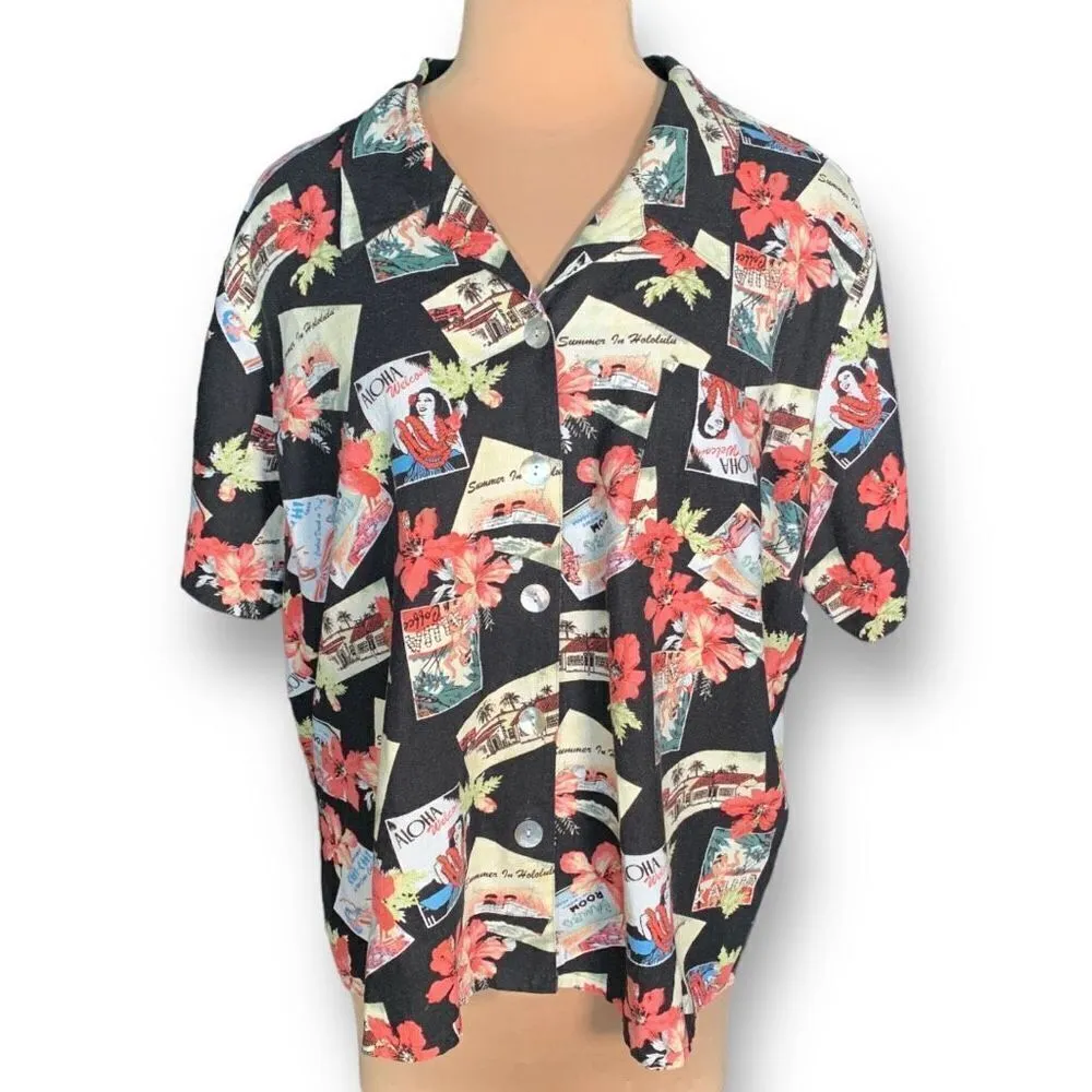 Vintage Copa Cabana Shirt Black Camp Collar Hawaiian Floral Print Short Sleeve Size undefined - Image 12
