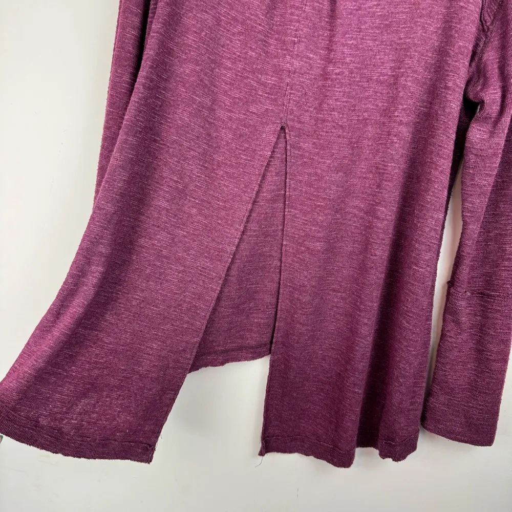 Free People Split Open Back Knit Turtleneck Sweater Sz Medium Plum Purple - Image 14