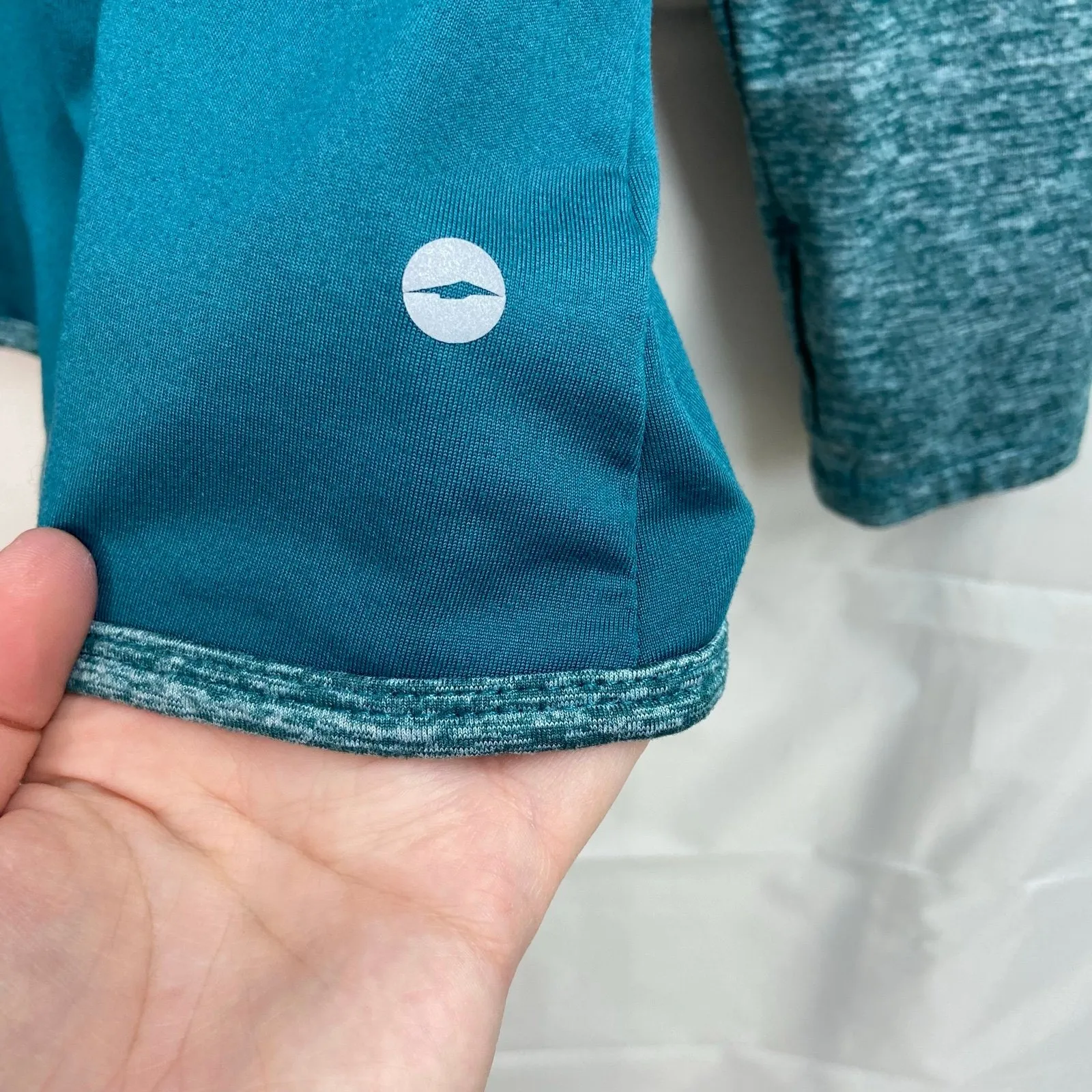 Avia teal hooded mock neck active athletic stretch fleece lined sweatshirt large - Image 5