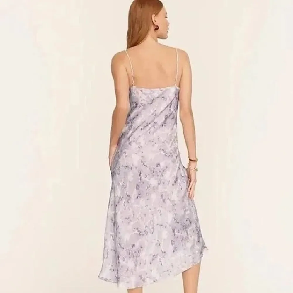 J. Crew Lavender Field Flora Obscura X Cupro Silk Blend Slip Midi Dress 2 Purple - Image 13