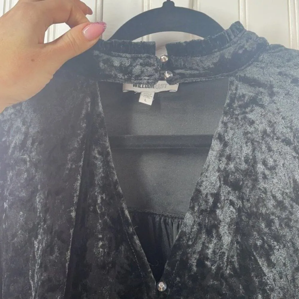 William Rast Womens Velvet Ramsey Choker Ruffled Neckline Peasant Top Size Large - Image 4