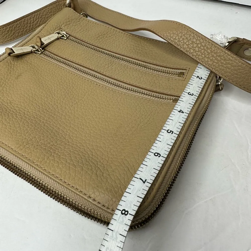 Cole Haan Womens Village Sheila Crossbody Pebble Grain Leather Bag Sandstone - Image 7