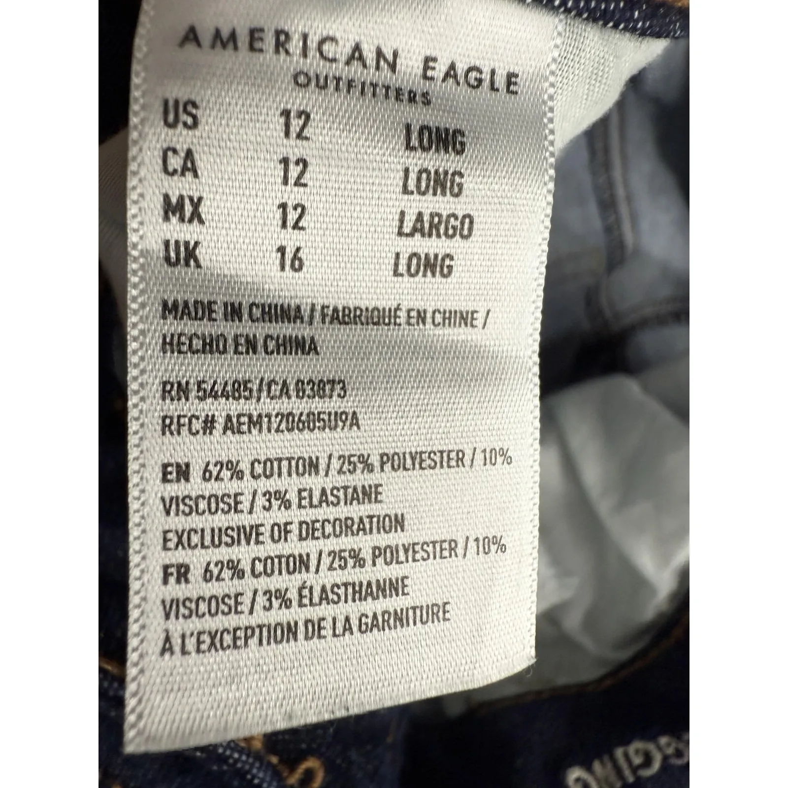 American Eagle Hi-Rise Jeggings Dark Wash Level Stretch Denim Jeans 12 Long - Image 4