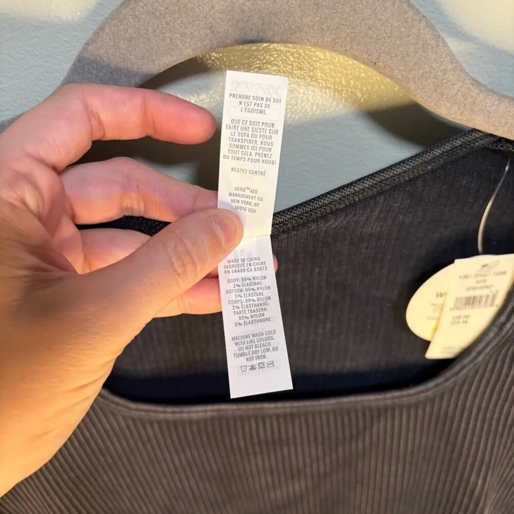 Offline by Aerie Black Ribbed Crop Medium Fitted Long Sleeve Contemporary Boho - Image 12