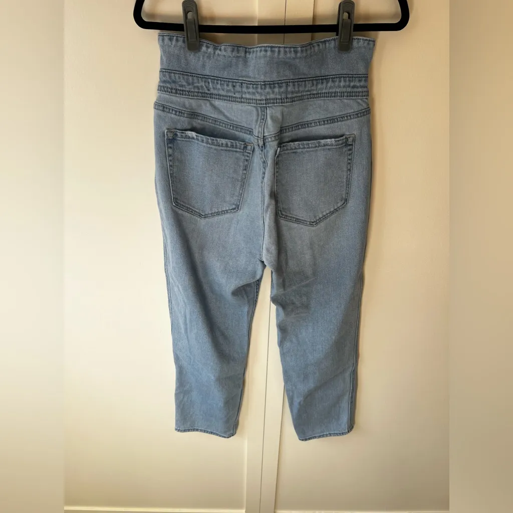 Hollister Crop Women’s Fold Over Waist Denim Ultra High‎ Rise Mom Jeans Size 11s - Image 8