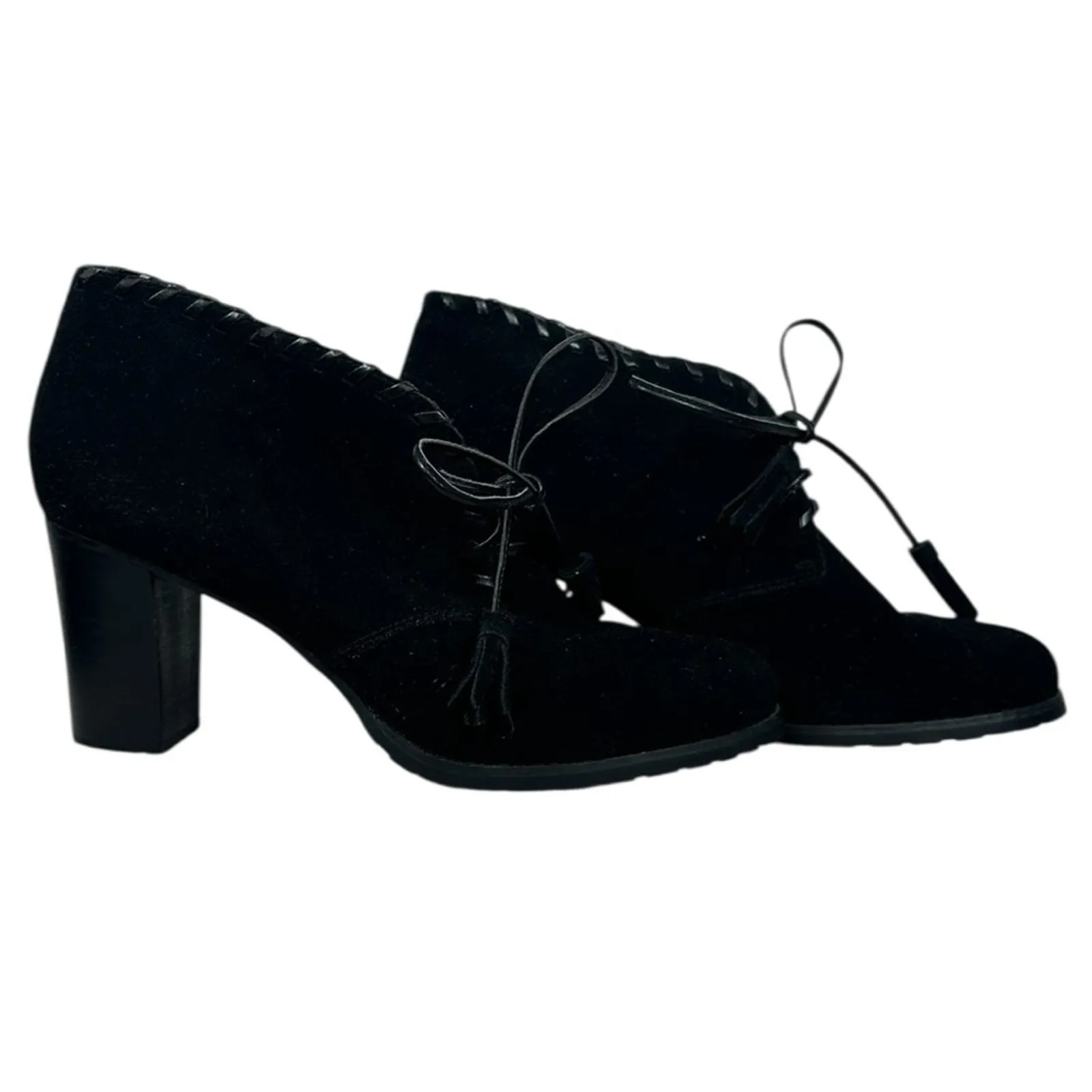 Ralph Lauren Carla Black Suede Lace-Up Ankle Boots 9.5 Block Heel Academia - Image 10