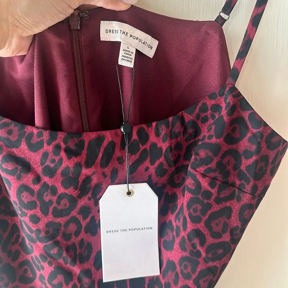 Dress the Population Shaireen Leopard Print Midi Dress Size L NWT Bodycon - Image 7