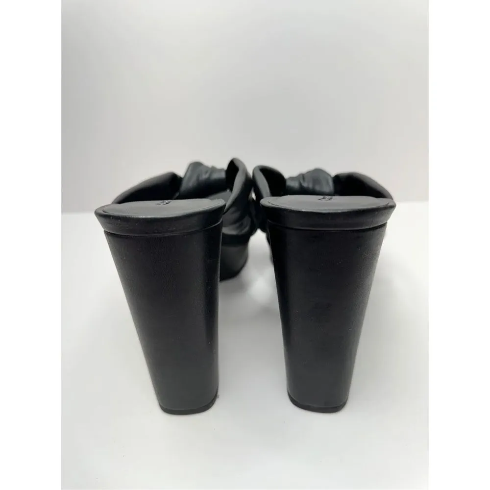 Open Edit Platform Sandals Size 8.5 Black Square Open Toe Knotted Heels - Image 6