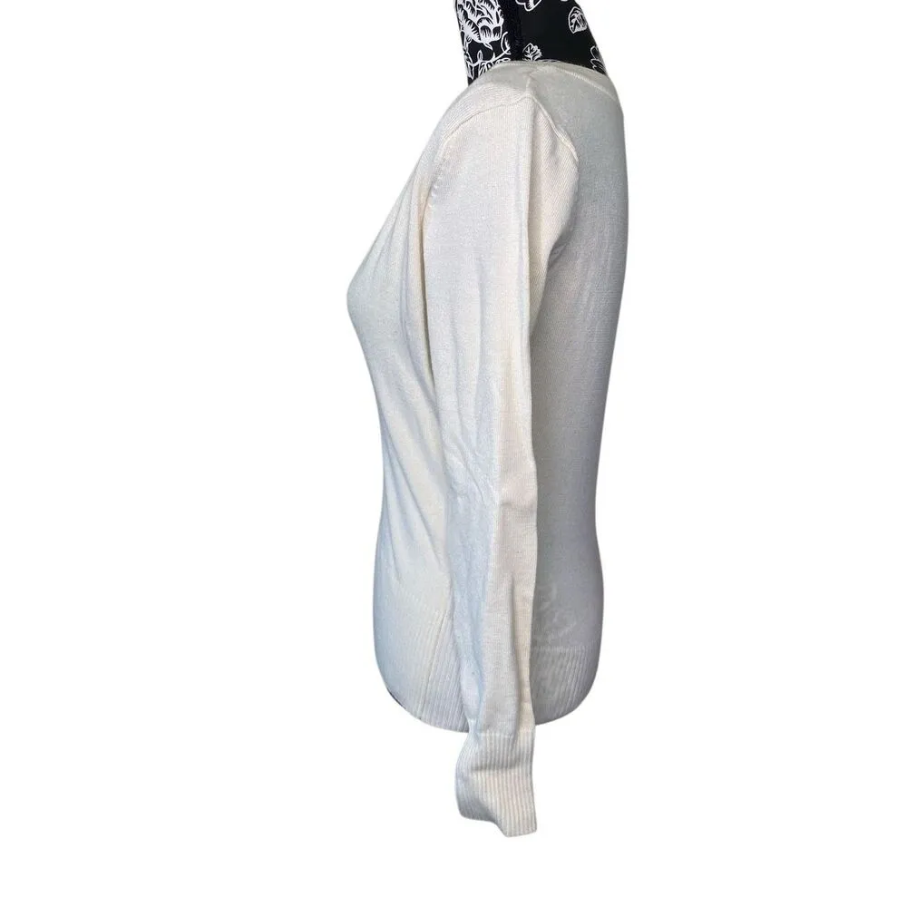 Knit Pullover Sweater Lace Panel Winter School Workwear Office Lightweight Size M - Image 3