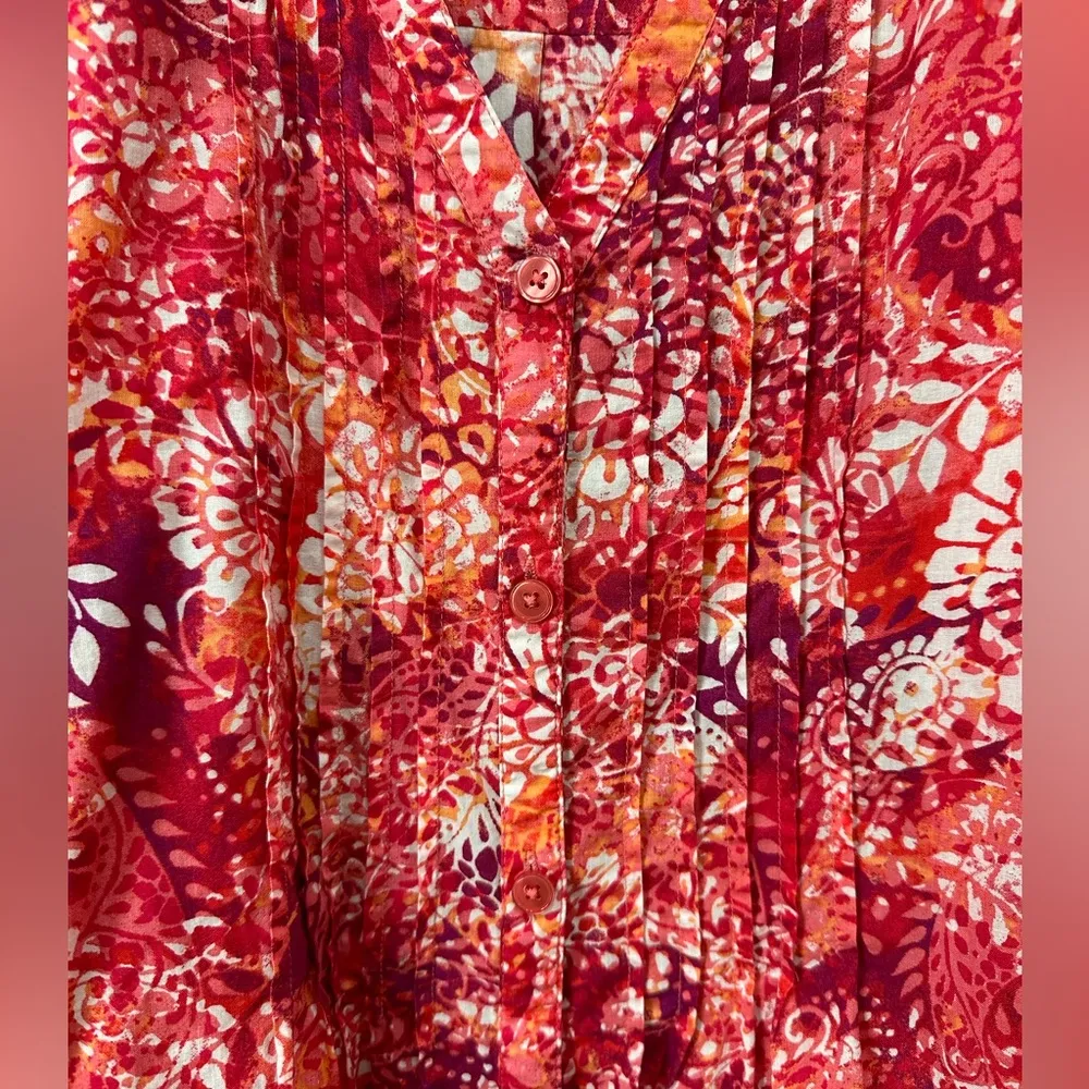 Catherine's Top Women's Size 2x 100% Cotton Lightweight Orange Red Button - Image 5