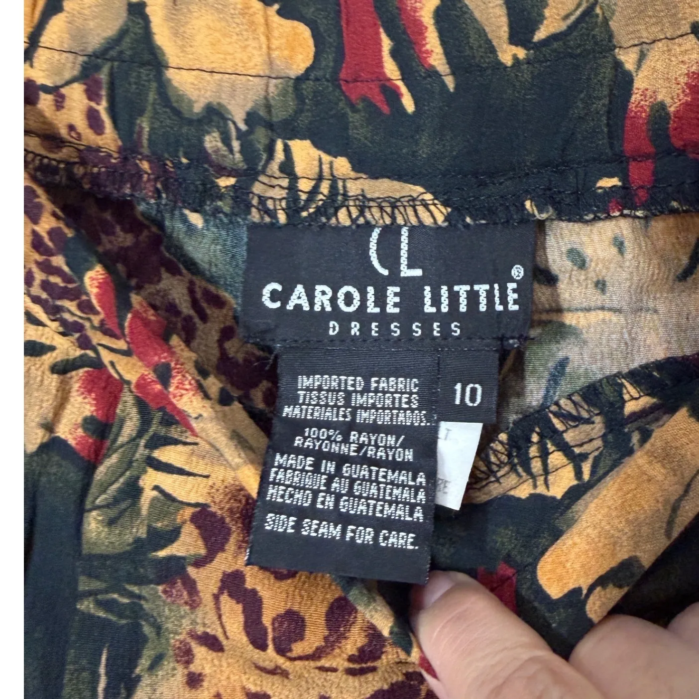 Carole Little Women's 10 Two Piece Set Top Skirt Tropical Leopard Print Rayon Brown - Image 7