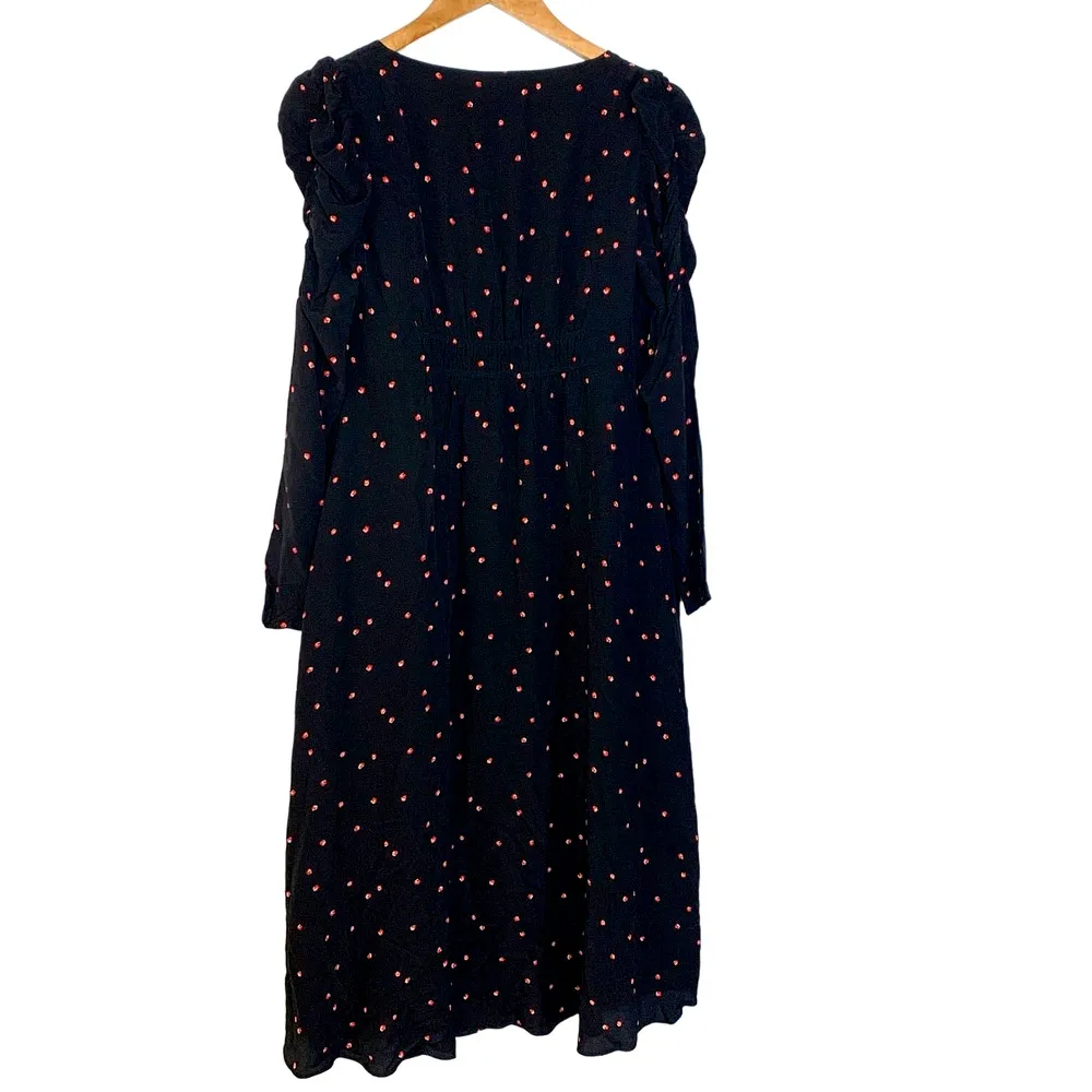 Hatch NEW The Stevie Long Sleeve Midi Dress Puff Sleeve Black Pink Floral 0 Size undefined - Image 4