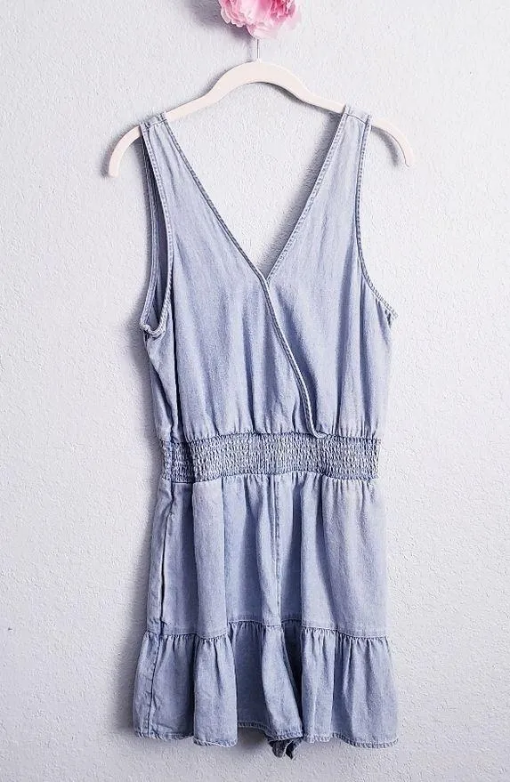 American Eagle Denim Ruffle Romper - Image 9