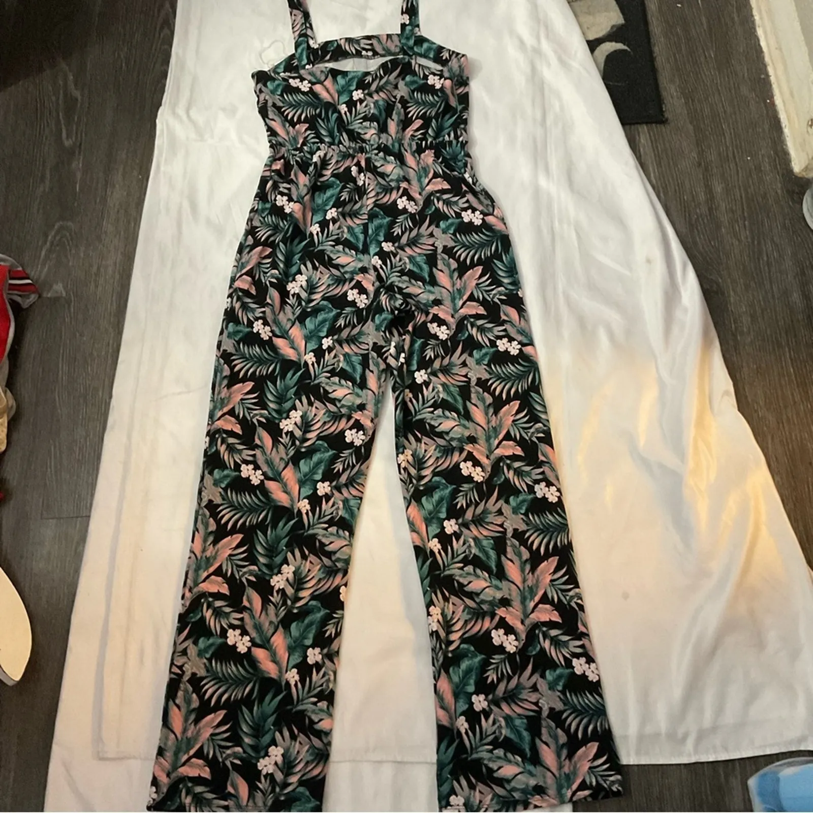 Derek Heart Tropical Wide Leg Jumpsuit S Floral Feminine Boho Wedding Fairycore - Image 5